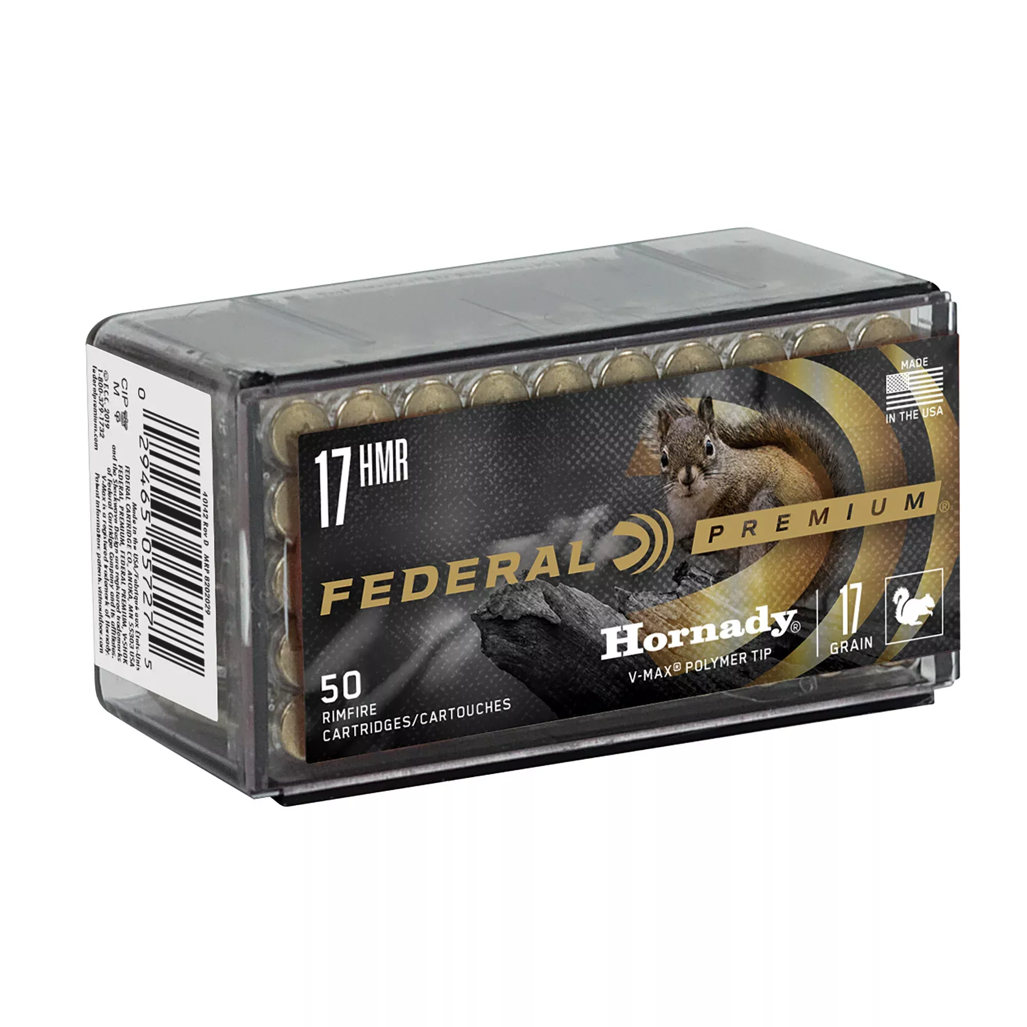 Federal Premium V-Shok .17 Hornady Magnum Rimfire 17gr Hornady V-Max Ammo 50 Rounds 2530 fps P771
