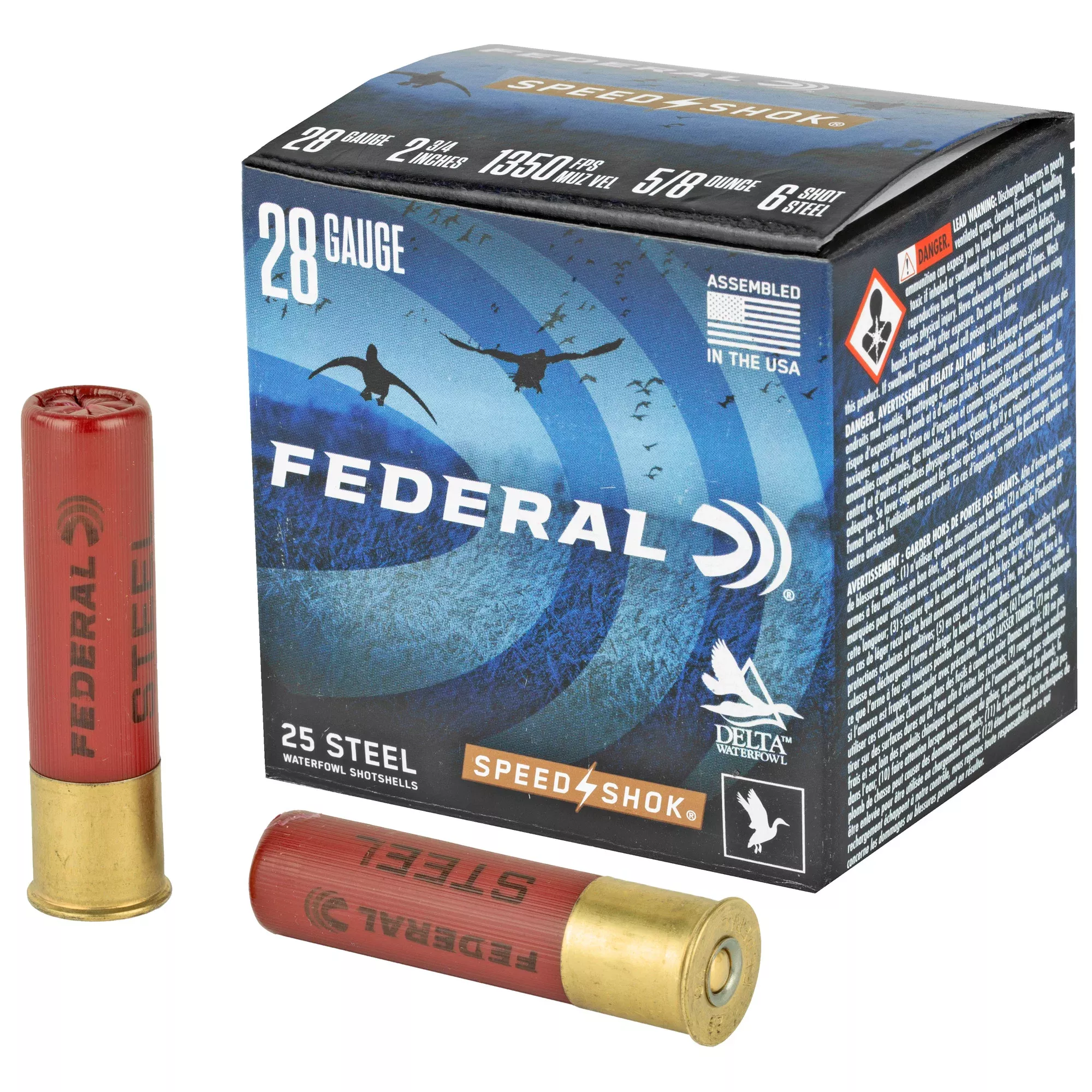 Federal Speed-Shok Steel 28 Gauge 2-3/4in Waterfowl Shotshells, #6 Shot 1350 FPS WF2836