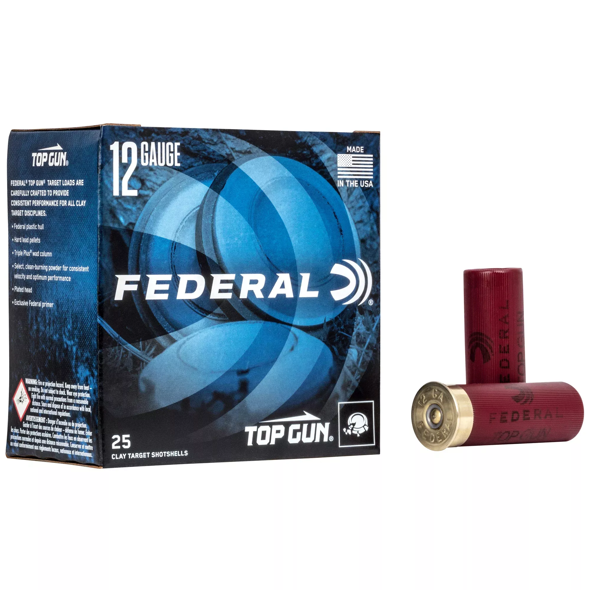 Federal Top Gun 12 Gauge 2 3/4in #8 Lead Target Shotshells, 25-Round Box (10/Case) TG1218