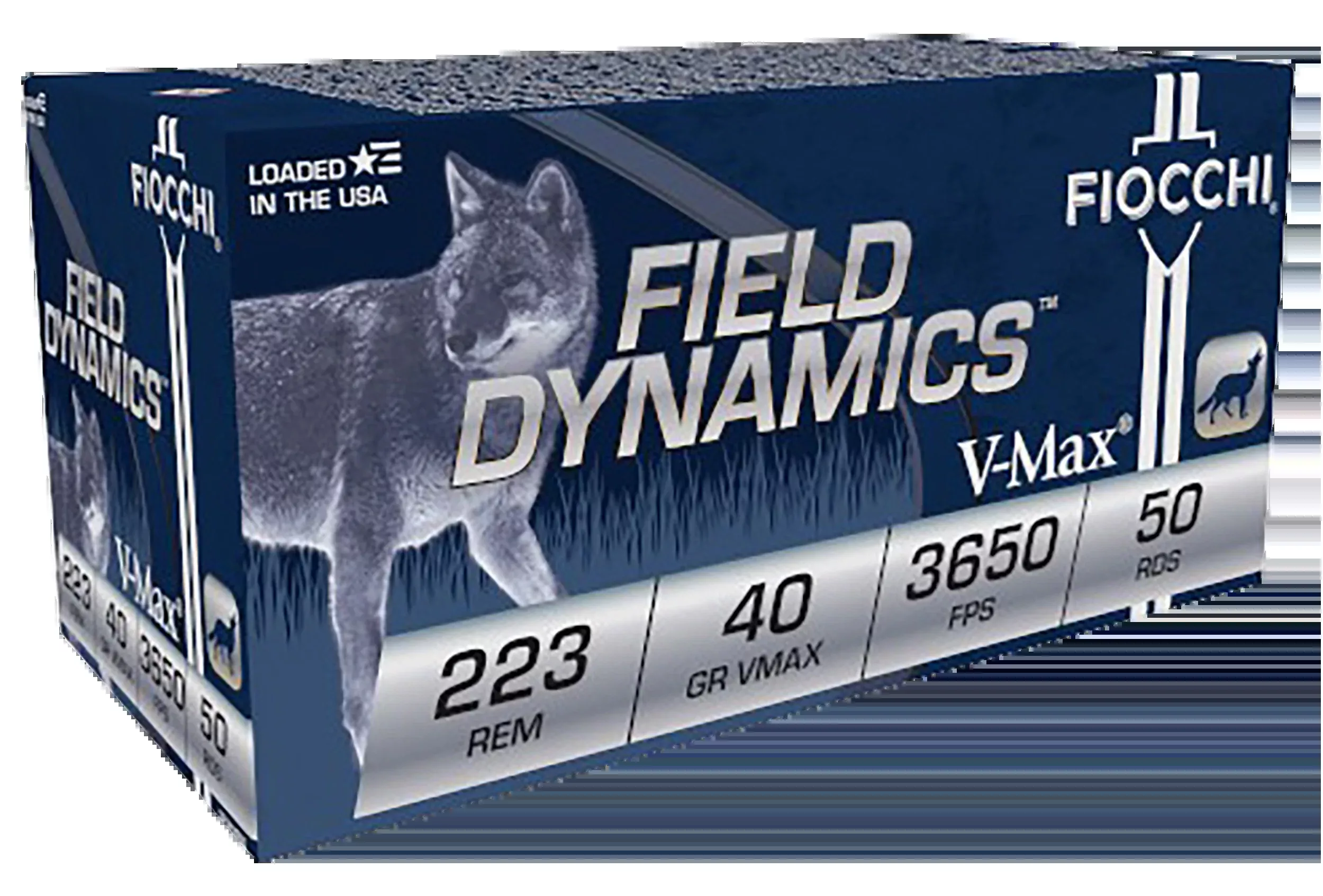 Fiocchi Field Dynamics .223 Remington 40gr Hornady V-Max Varmint Ammo 50-Round Box 223HVB50