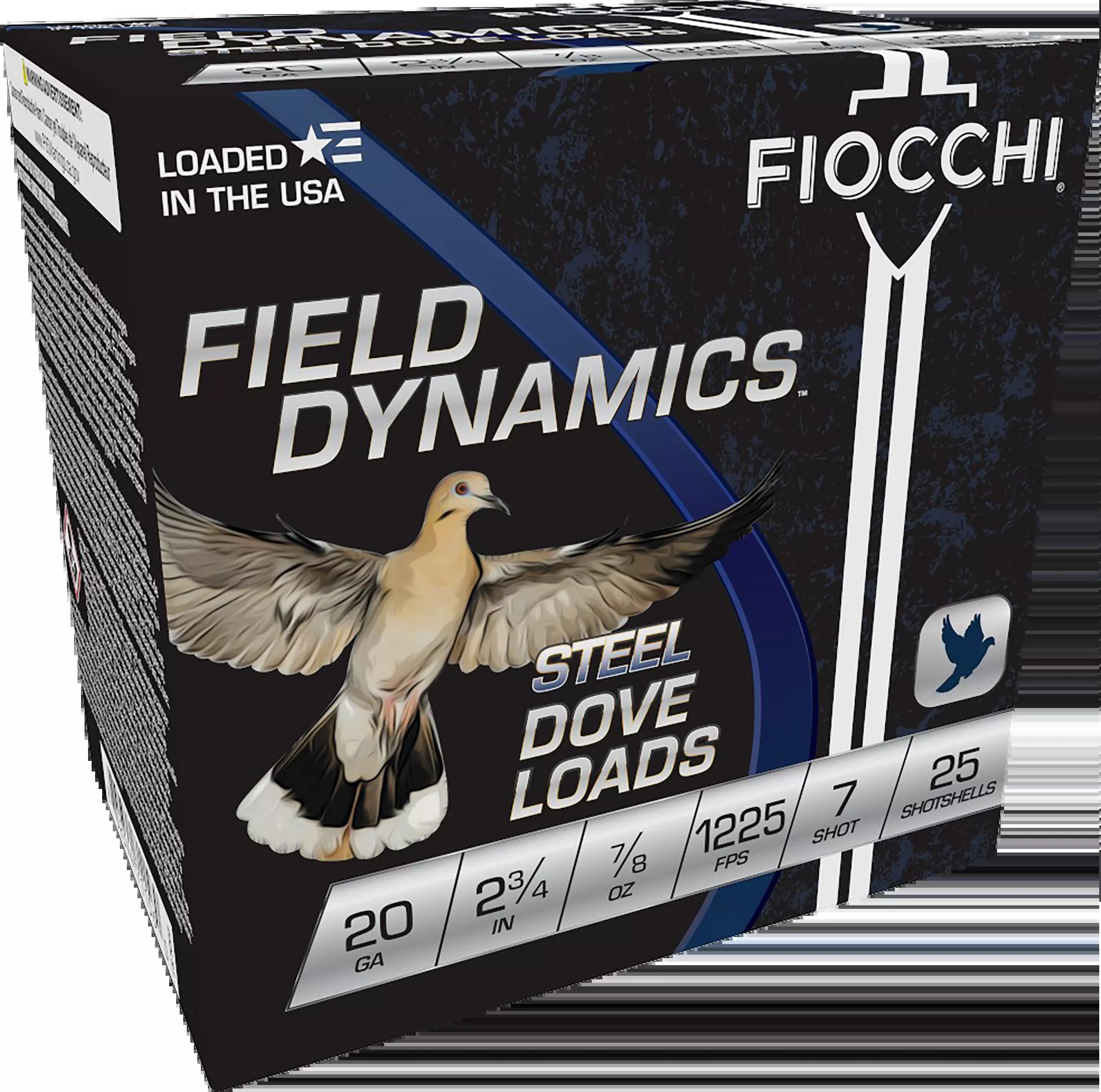 Fiocchi Field Dynamics Steel Dove & Quail 20 Gauge 2.75 inch #7 7/8 oz 25-Round Shotshells 20DLS7