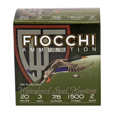 Fiocchi Flyway Steel Waterfowl 20 Gauge 3" #2 Steel Shot -25 Round Box