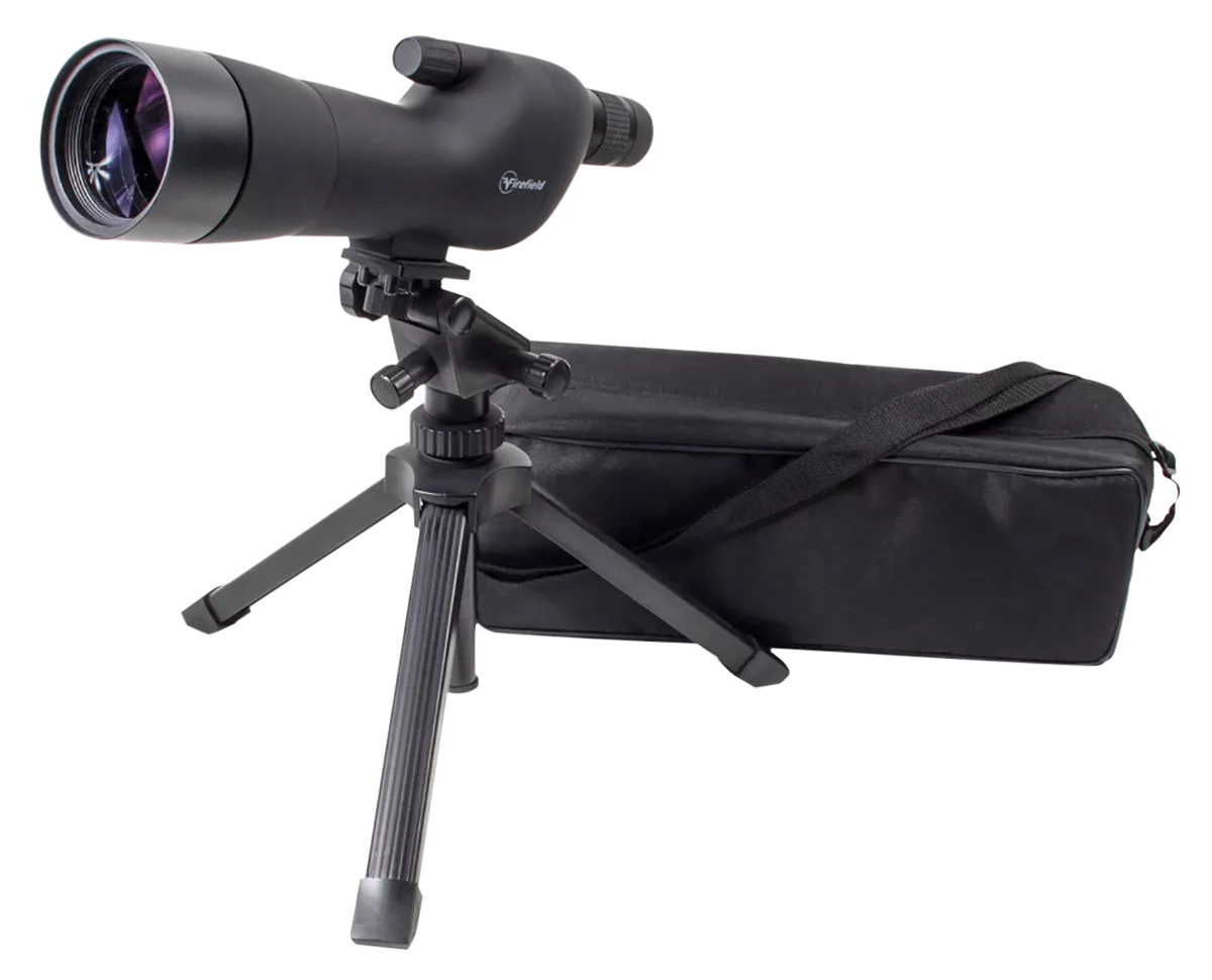 Firefield FF11018K Spotting Scope Kit 20-60x 60mm Black Rubber Armor Angled Body BaK-4 Roof Prism & Straight Eye Piece