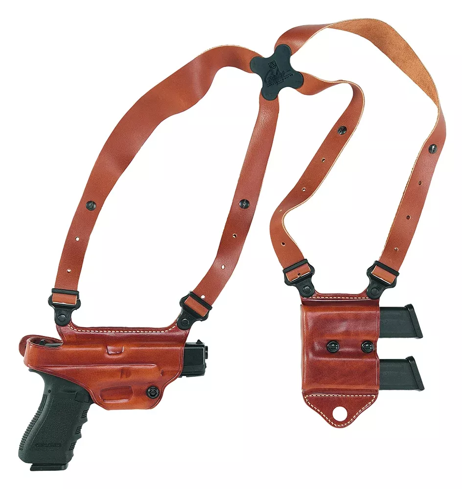 Galco MCII224 Miami Classic II Shoulder System Size Fits Chest Up To 56" Tan Leather Compatible w/Glock 17 Gen1-5/19 Gen1-5/22 Gen2-5Right Hand