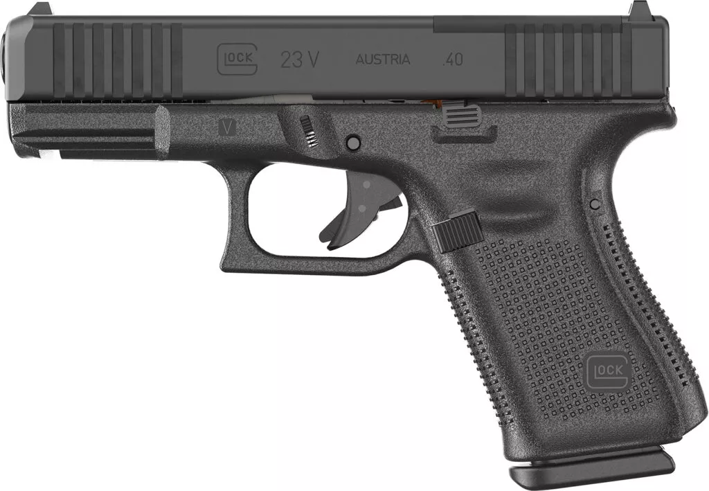 Glock PV2350201MOS G23 V MOS 40 S&W 10+1 4.02″ Black GMB Barrel, Black nDLC Steel Optic Ready/Serrated Slide, Black Polymer Frame w/Accessory Rail, Interchangeable Backstrap Grip, Ambidextrous