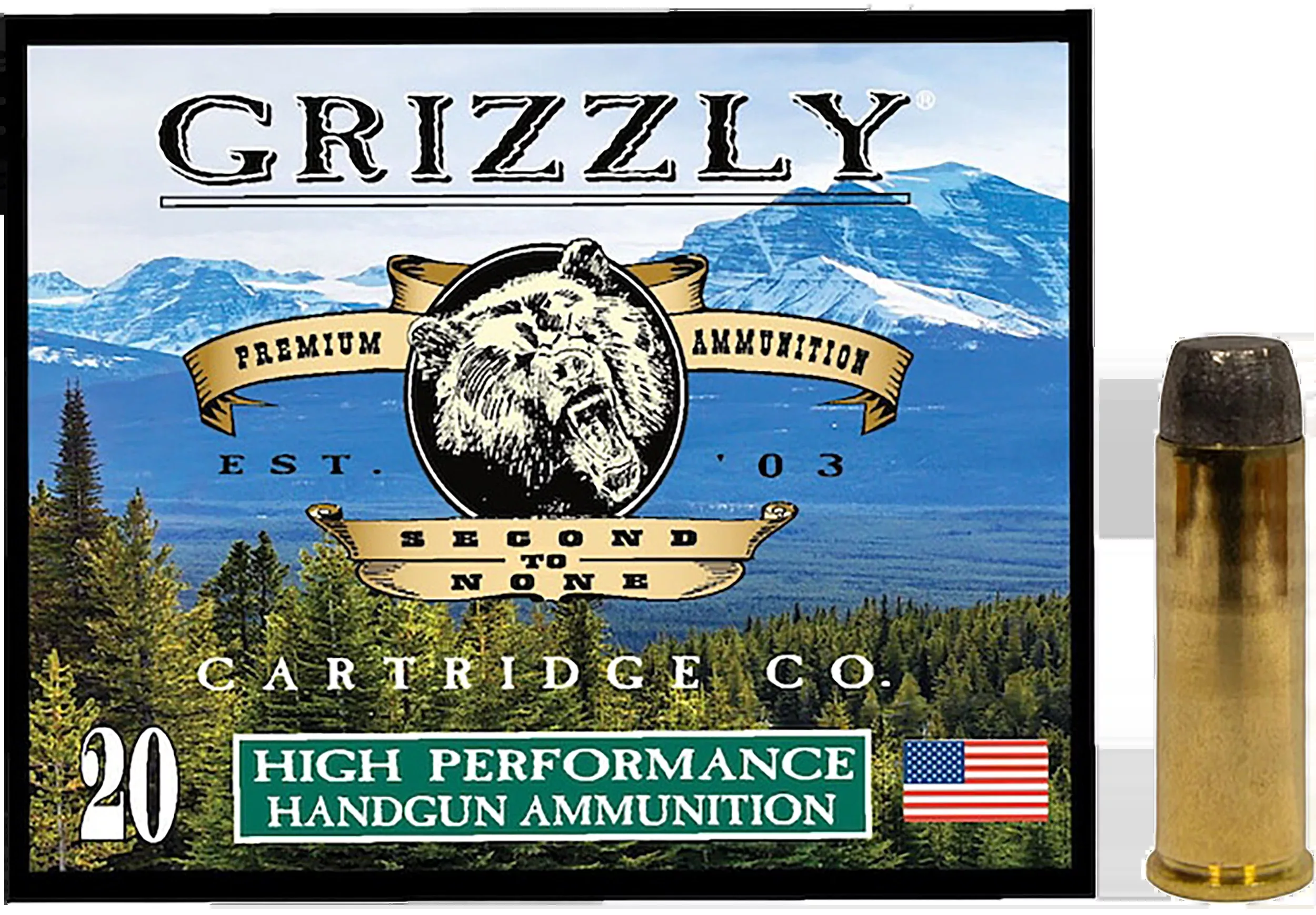 Grizzly Ammo .41 Remington Magnum 250gr Wide Flat Nose Gas Check Handgun Ammo 20rd Box GC41M4