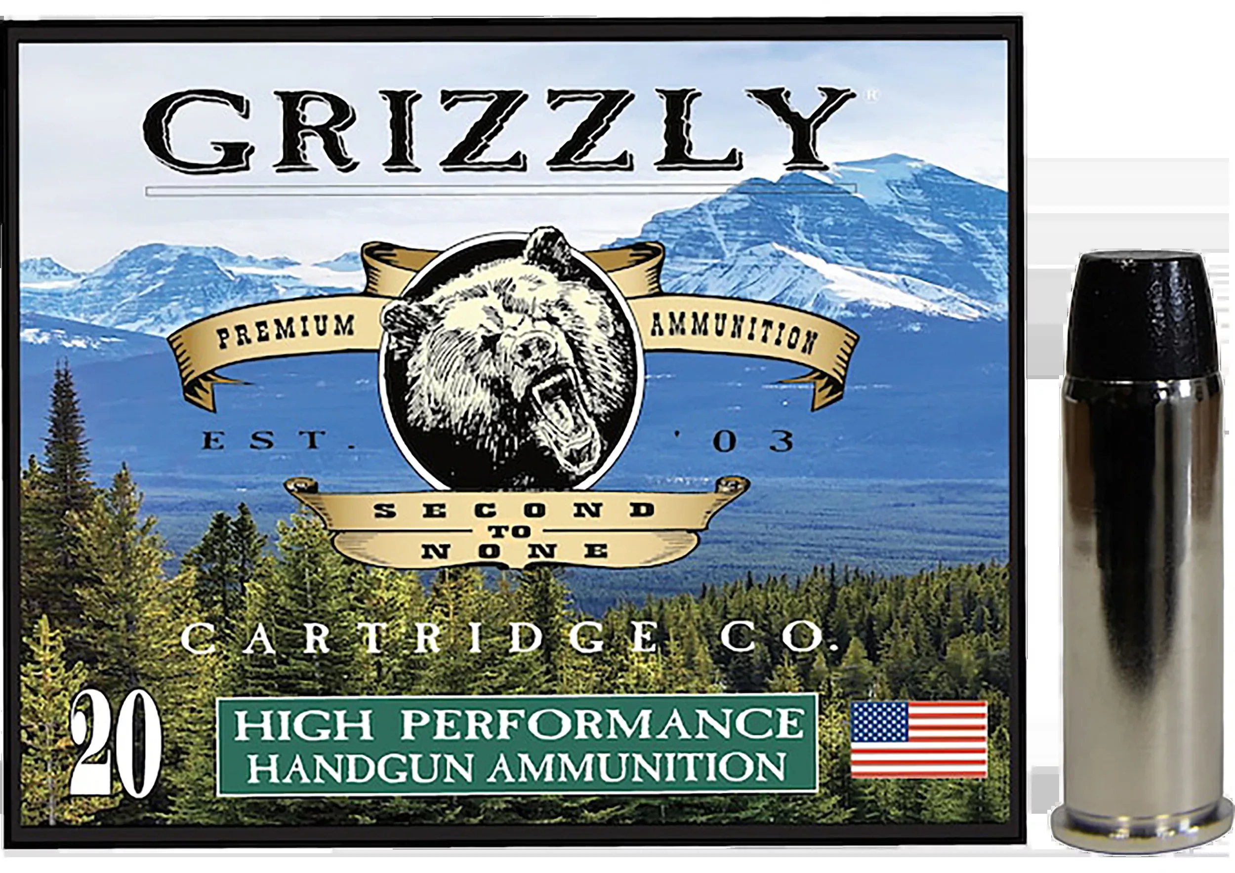 Grizzly Ammo .44 Remington Magnum 260gr Wide Flat Nose Gas Check Handgun Ammo 20rd GC44M9