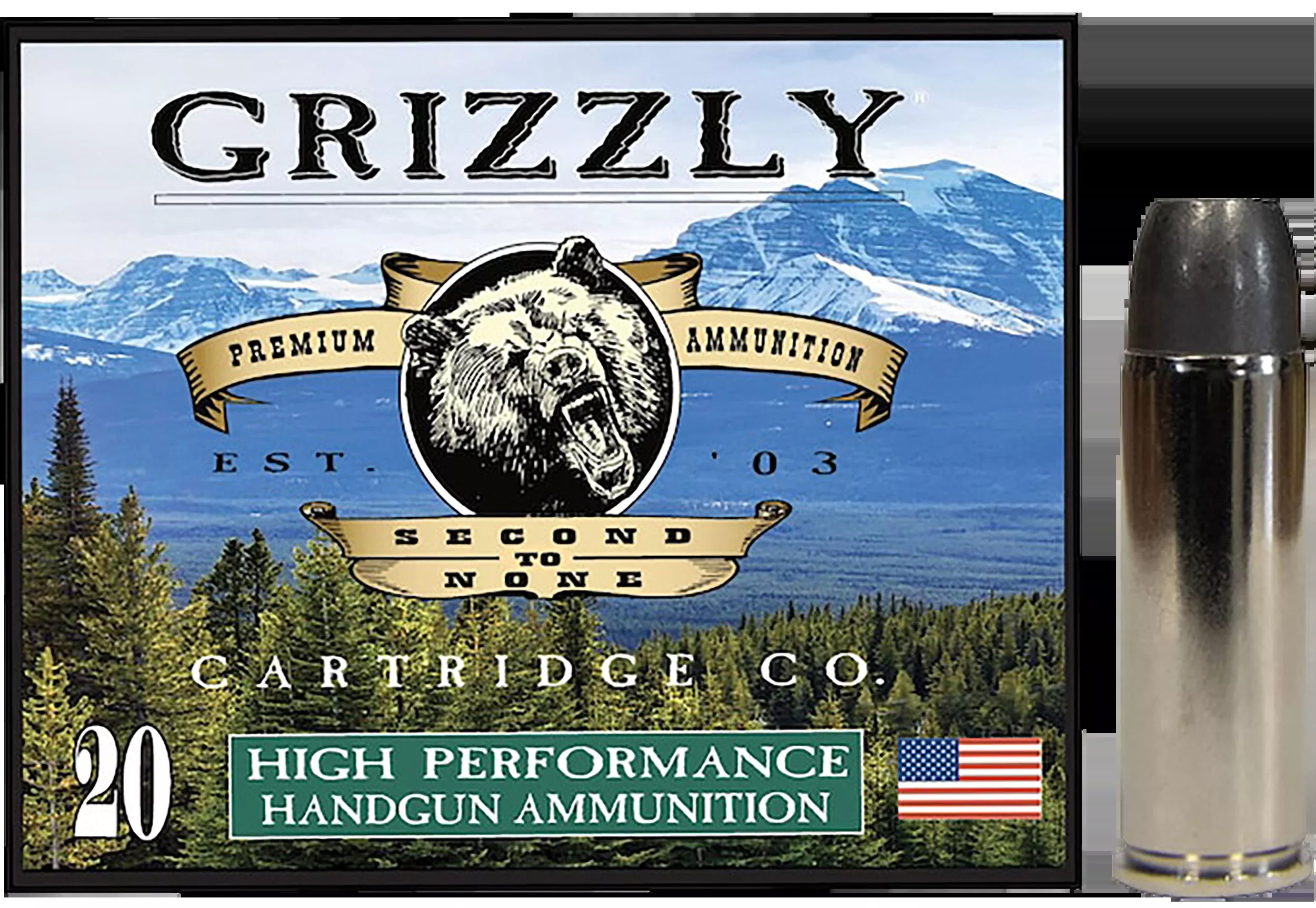 GRIZZLY AMMO (RINTOUL) .45 Colt +P 335gr Wide Long Nose Gas Check Handgun Ammo 20-Rd GC45C+P14