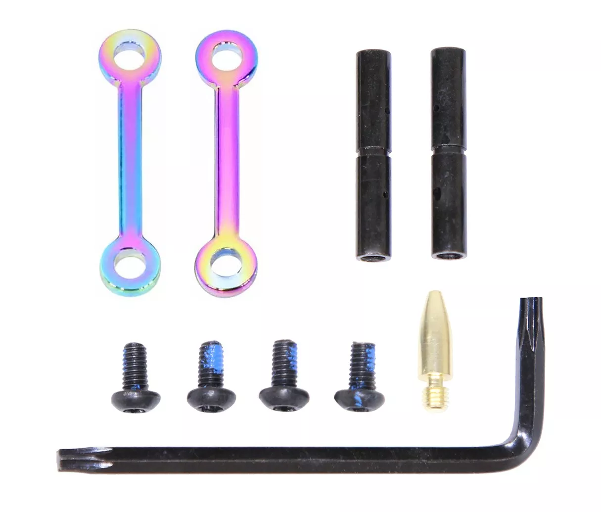 Guntec USA AR-15 Anti-Rotational Trigger/Hammer Pin Set - Rainbow PVD Coated
