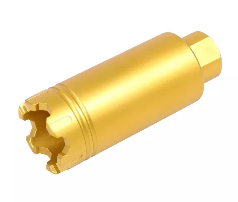Guntec USA AR-15 Slim Line Trident Flash Can with Glass Breaker - Anodized Gold