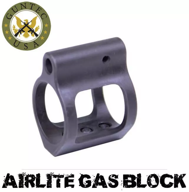 Guntec USA AR15 AIRLITE Skeletonized Steel Low Profile Gas Block BLACK