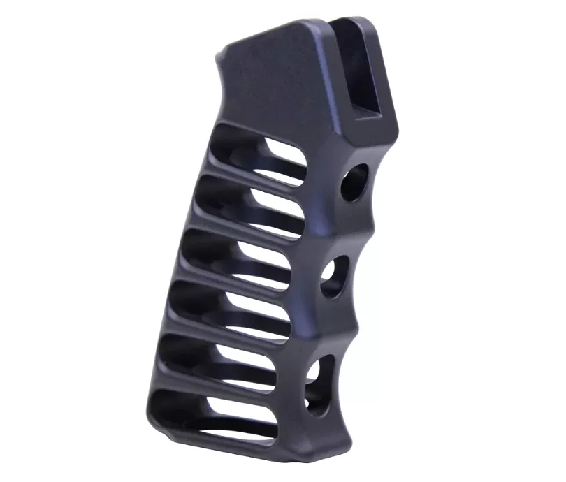 Guntec USA Ultralight Series Skeletonized Aluminum Pistol Grip (Rubberized Coating) - Black