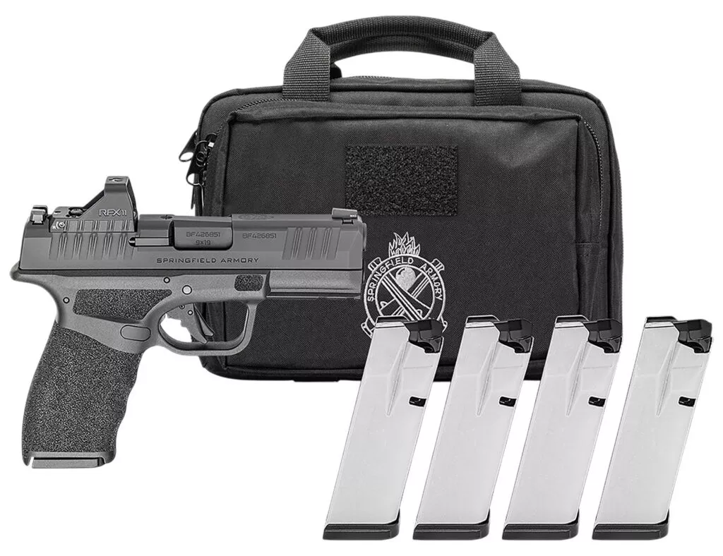HELLCAT PRO OSP 9MM LUGER SEMI-AUTO HANDGUN GEAR PAC W/RFX11 HELLCAT PRO OSP 9MM 3.7”BBL (4)10RD MAG W/VIRIDIAN RFX11