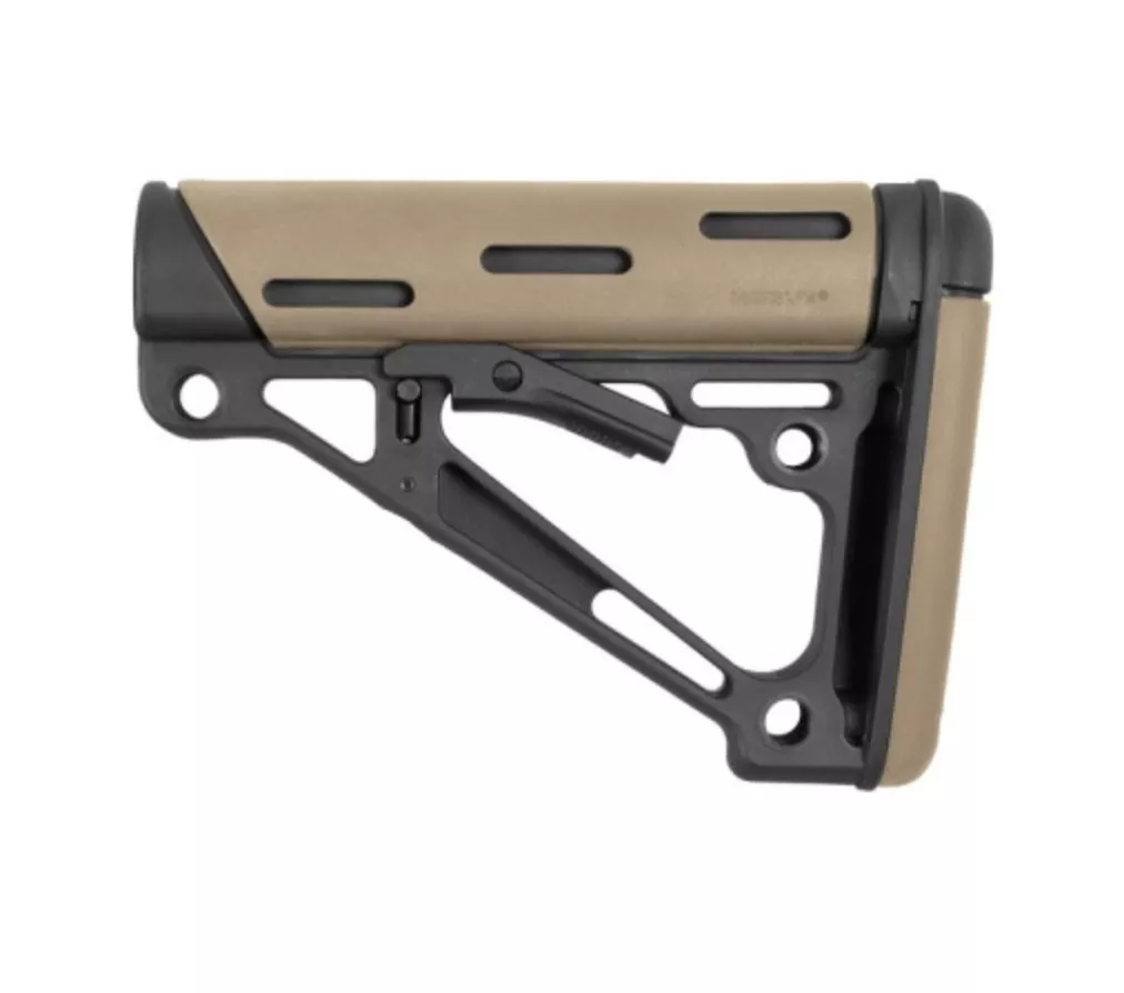 Hogue AR15 AR-15 / M16: OVERMOLDED COLLAPSIBLE BUTTSTOCK (FITS COMMERCIAL BUFFER TUBE) - "BLACK"