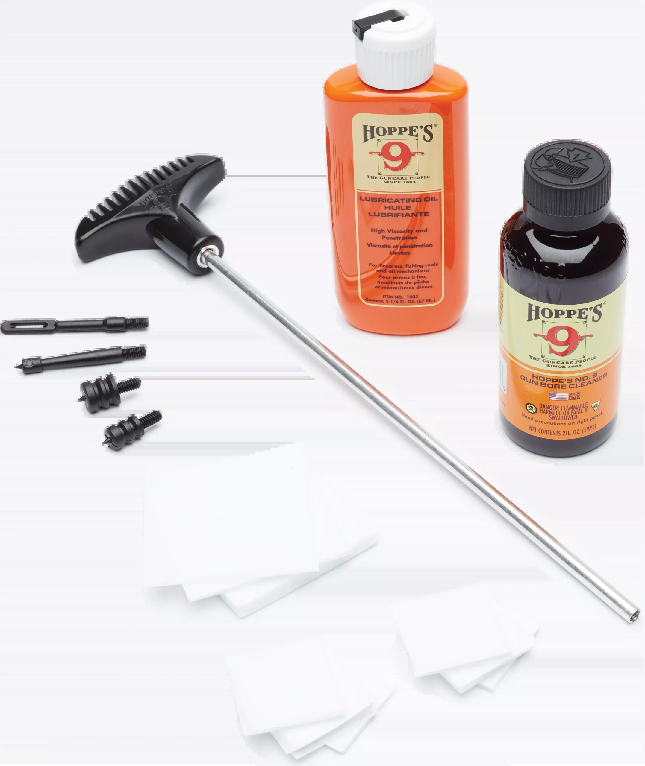 Hoppes .22 Caliber Pistol Cleaning Kit with Aluminum Rod, No. 9 Solvent & Oil – PCO22B