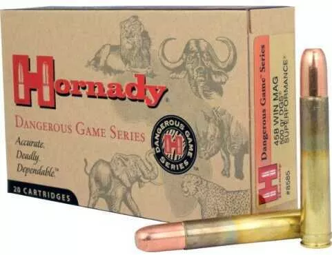 Hornady 458 Winchester Magnum 500 Grain Solid - 20 Rounds for Big Game Knockdown