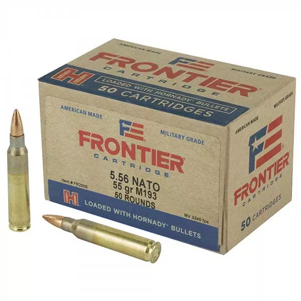 Hornady 5.56x45mm NATO Ammo HFR2005 Frontier 55 Grain FMJ 50 RD