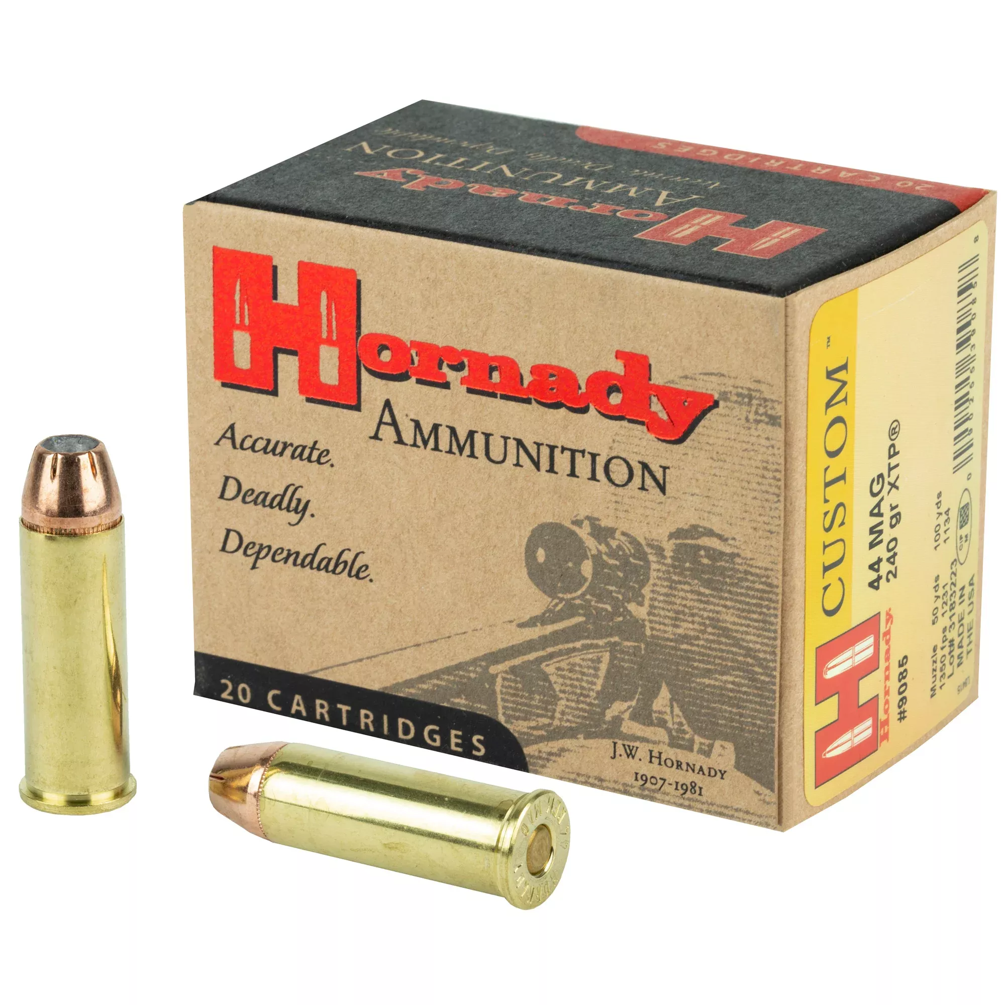 Hornady Custom .44 Magnum 240gr XTP Jacketed Hollow Point Ammo, 20-Round Box 9085