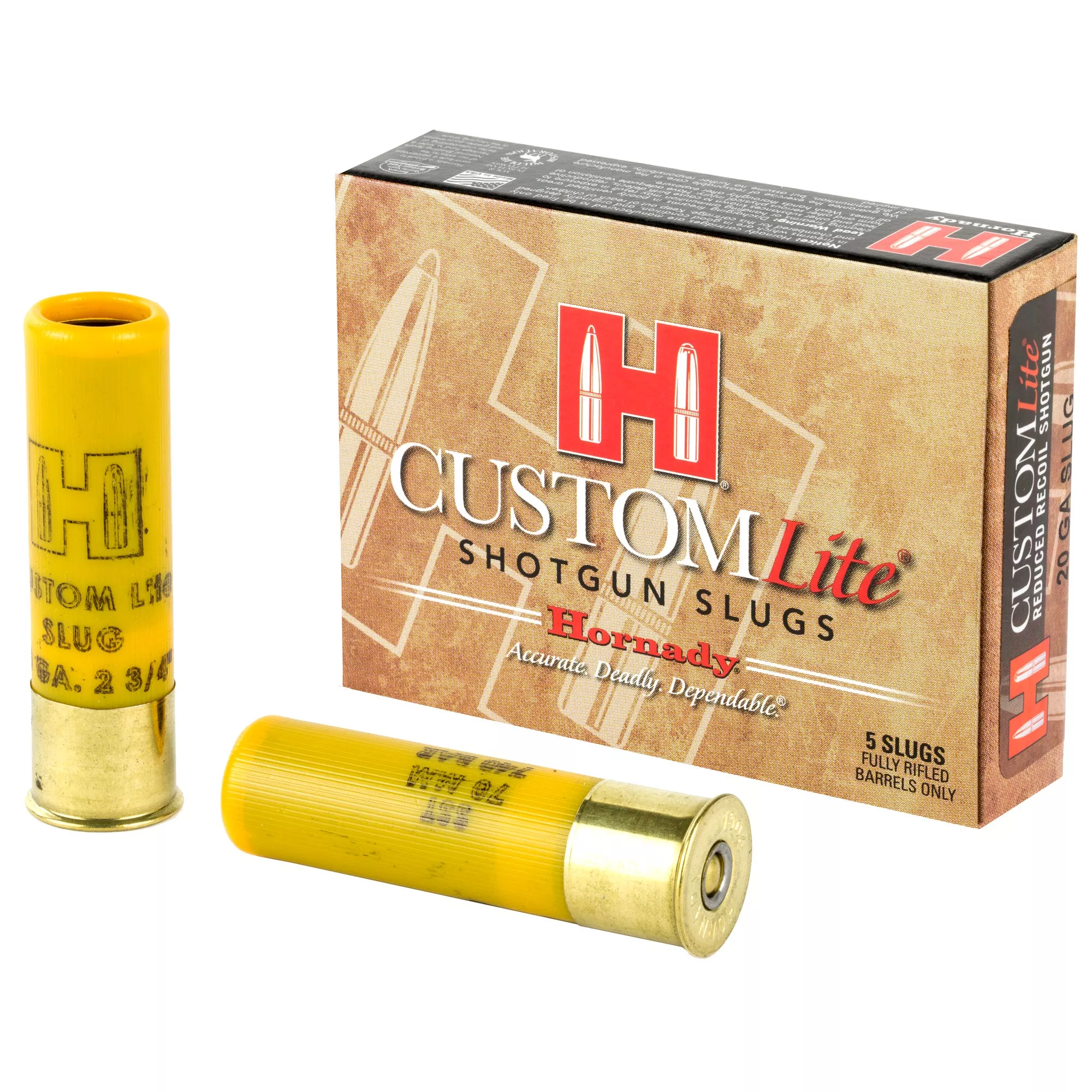 Hornady Custom Lite 20 Gauge 250gr FTX Slug 2-3/4in 5-Round Box 86233