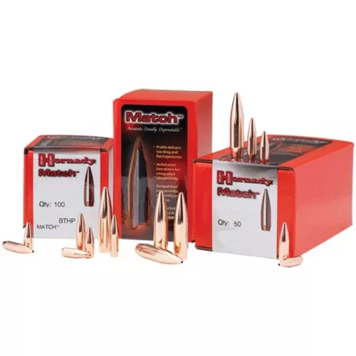 Hornady Match 22 Cal .224 68gr Boat Tail Hollow Point Bullets, high-BC secant ogive, 100/Box – HOR2278