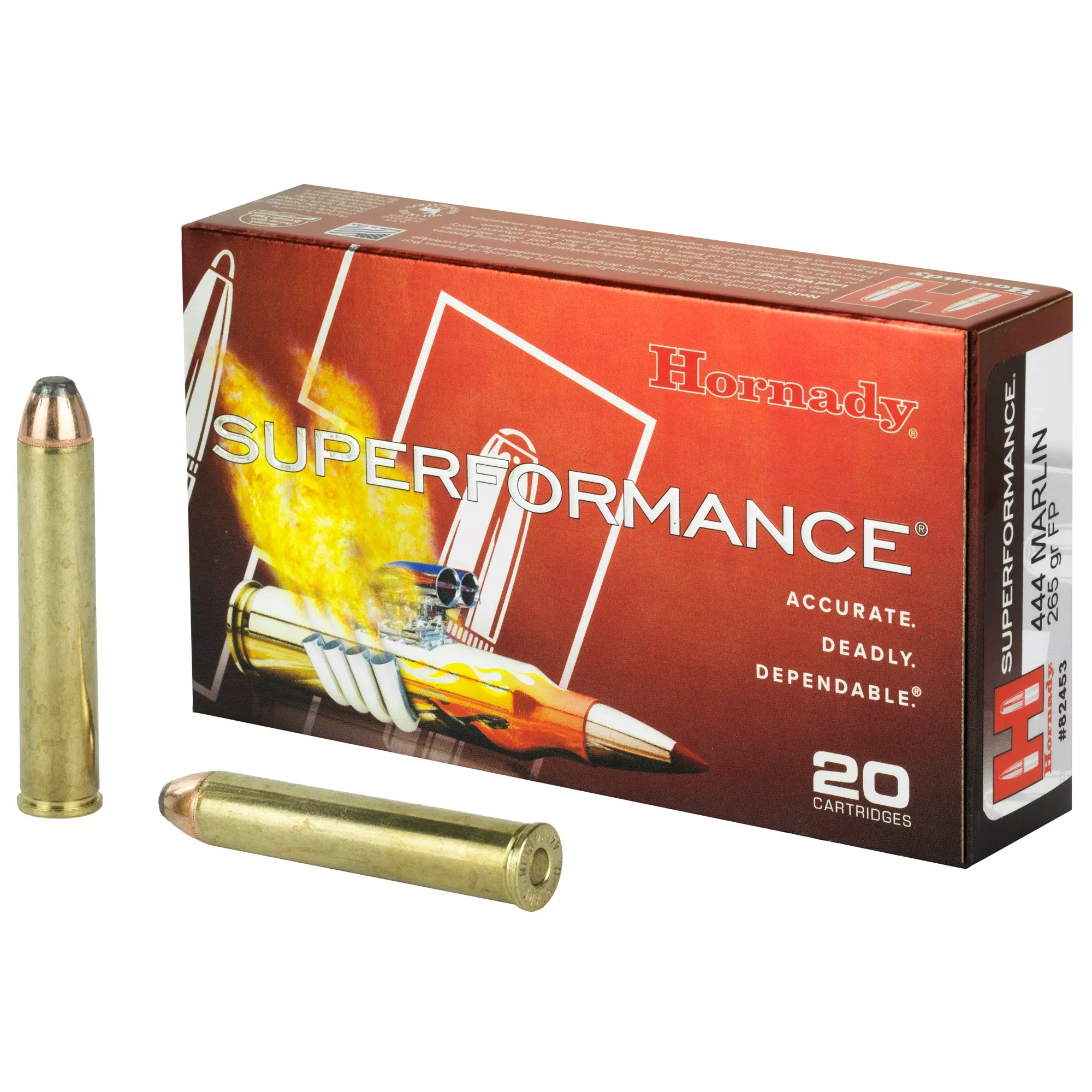 Hornady Superformance .444 Marlin 265gr InterLock Flat Point Rifle Ammo 20/Box 82453
