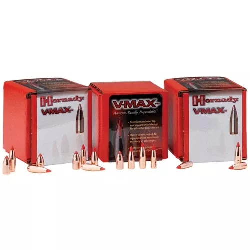 Hornady V-MAX .22 Caliber (.224) 50-Grain Flat Base Bullets, Polymer Tip, 100-Count — HOR22261