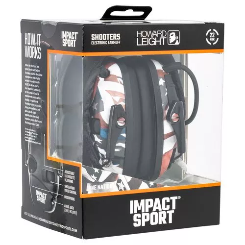 Howard Leight R02530 Impact Sport Electronic Muff 22 dB Over the Head Classic One Nation Adult 1 Pair