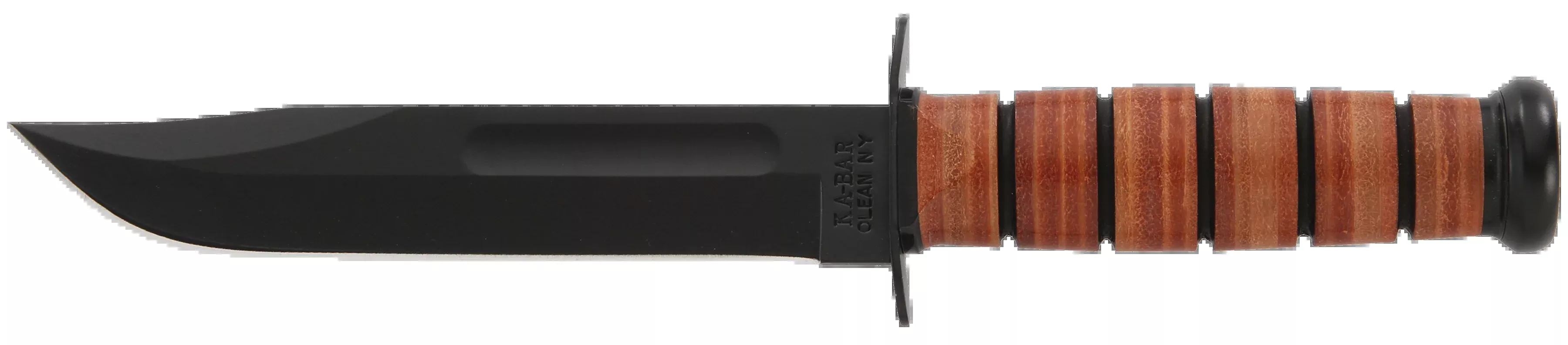 Ka-Bar 1217 USMC Fight/Utility 7" Clip Point Plain 1095 Cro-Van Leather Handle Fixed