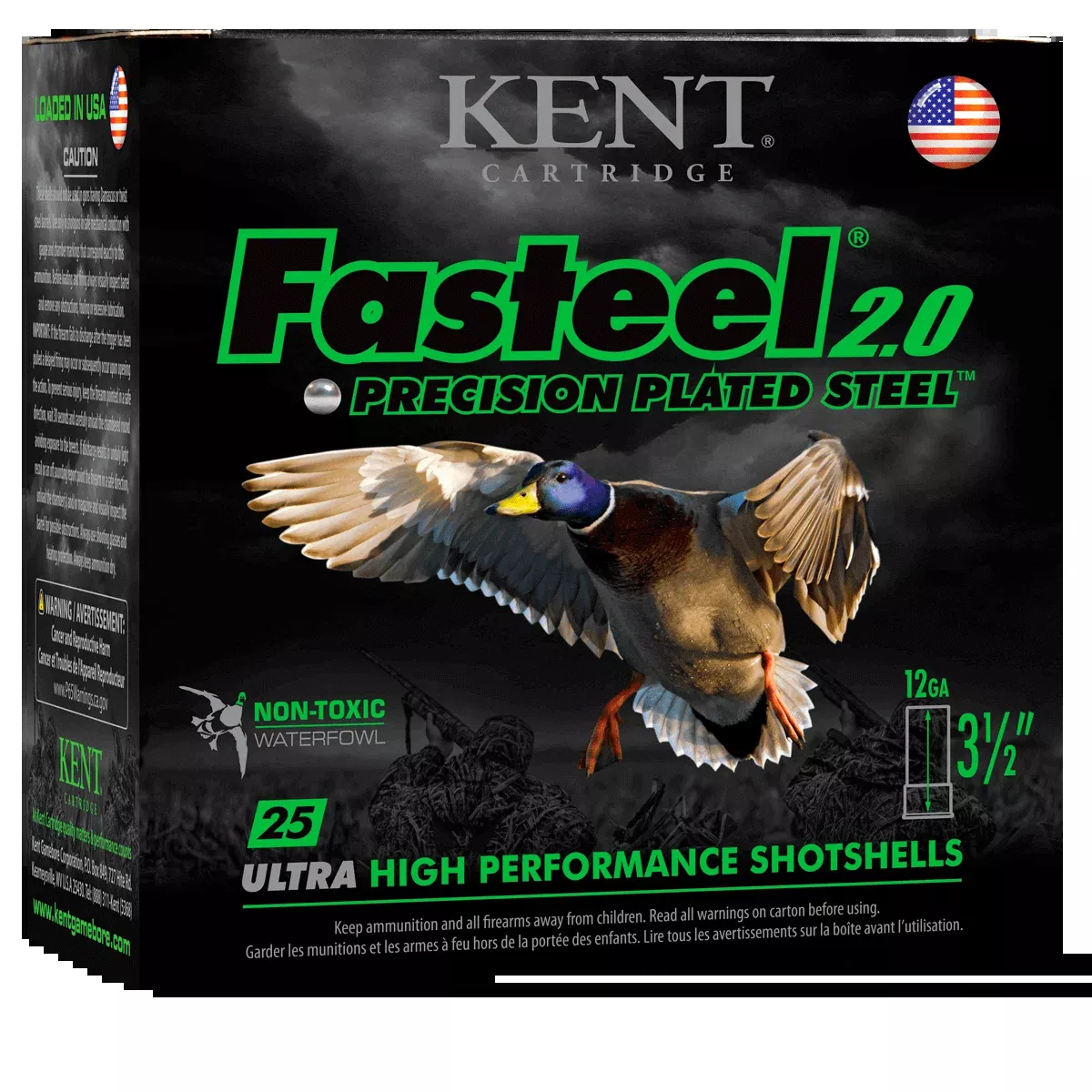 Kent Cartridge Fasteel 2.0 12 Gauge 3 1/2in Waterfowl Steel Shot #3 1 3/8oz 25rd K1235FS403