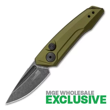 Kershaw Launch 9 AUTO Folding Knife - 1.8" Blackwash Finish CPM-154 Drop Point Blade, OD Green Anodized Aluminum Handles