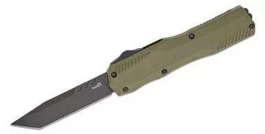 Kershaw Livewire OTF AUTO Knife - 3.3" CPM-MagnaCut Black Tanto Blade, OD Geen Aluminum Handles, Reversible Clip - 9000TBLUBW
