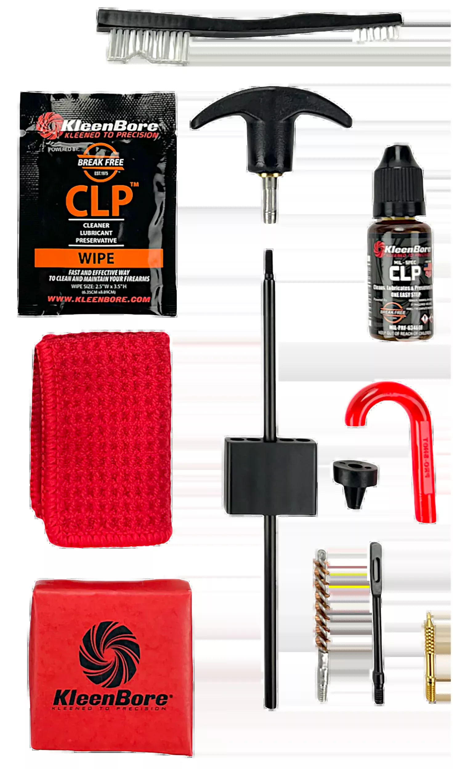Kleen-Bore Classic .22 Cal Handgun Cleaning Kit with Swivel Rod, CLP, Patch Holder & Brushes – K211