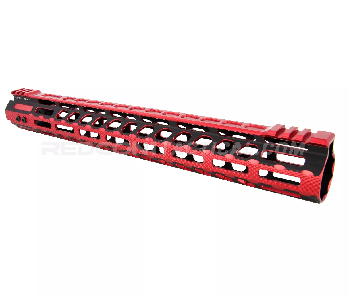 Leapers UTG PRO M-LOK AR15 15" Ultra Slim Free Float Handguard - Black/Red 2-Tone