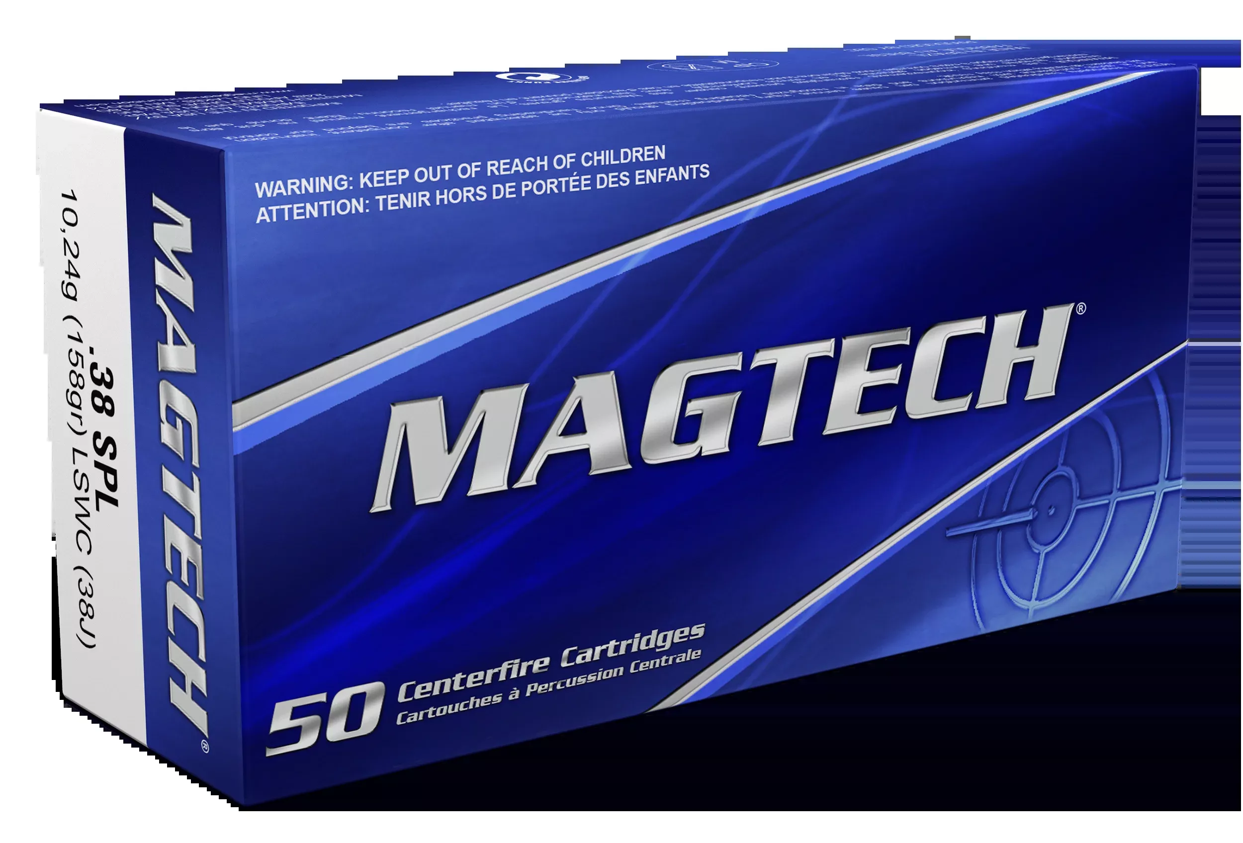 Magtech .38 Special 158gr Lead Semi-Wadcutter Range & Training Ammo, 50/Box (20/Case) 38J