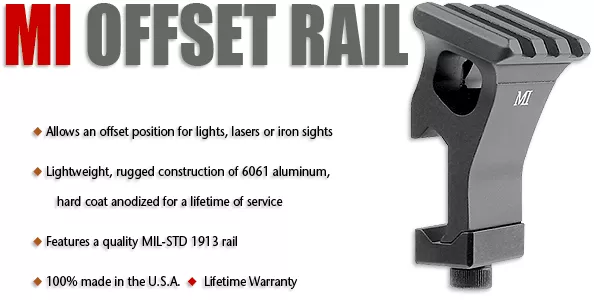 Midwest MI-R22.5 Offset Rail 1 O'clock Accessory Rail AR15