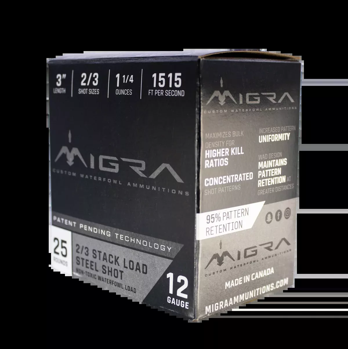 Migra 12GA 2/3 3" Steel Shot 25RDS