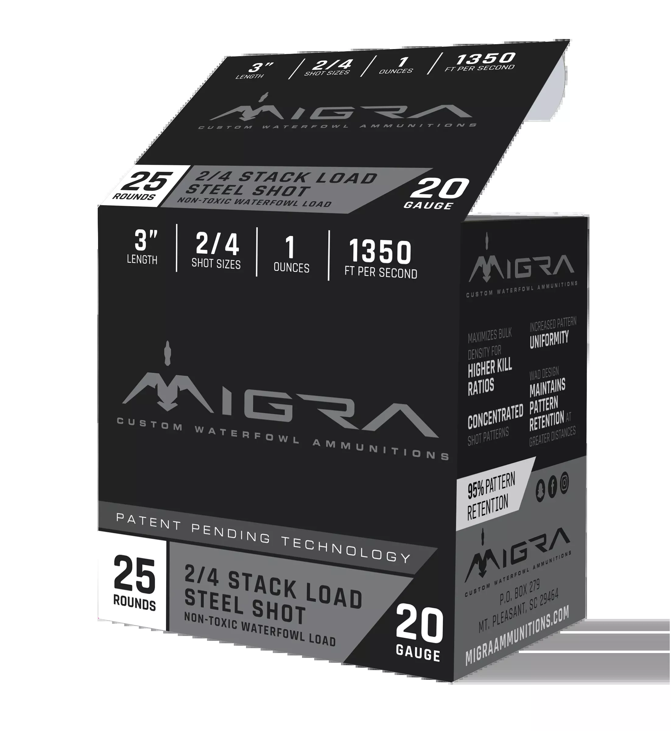 Migra Ammunition Combinational 20 Gauge 3-Inch 1oz #2/#4 Steel Shot 25rd Box M20S24