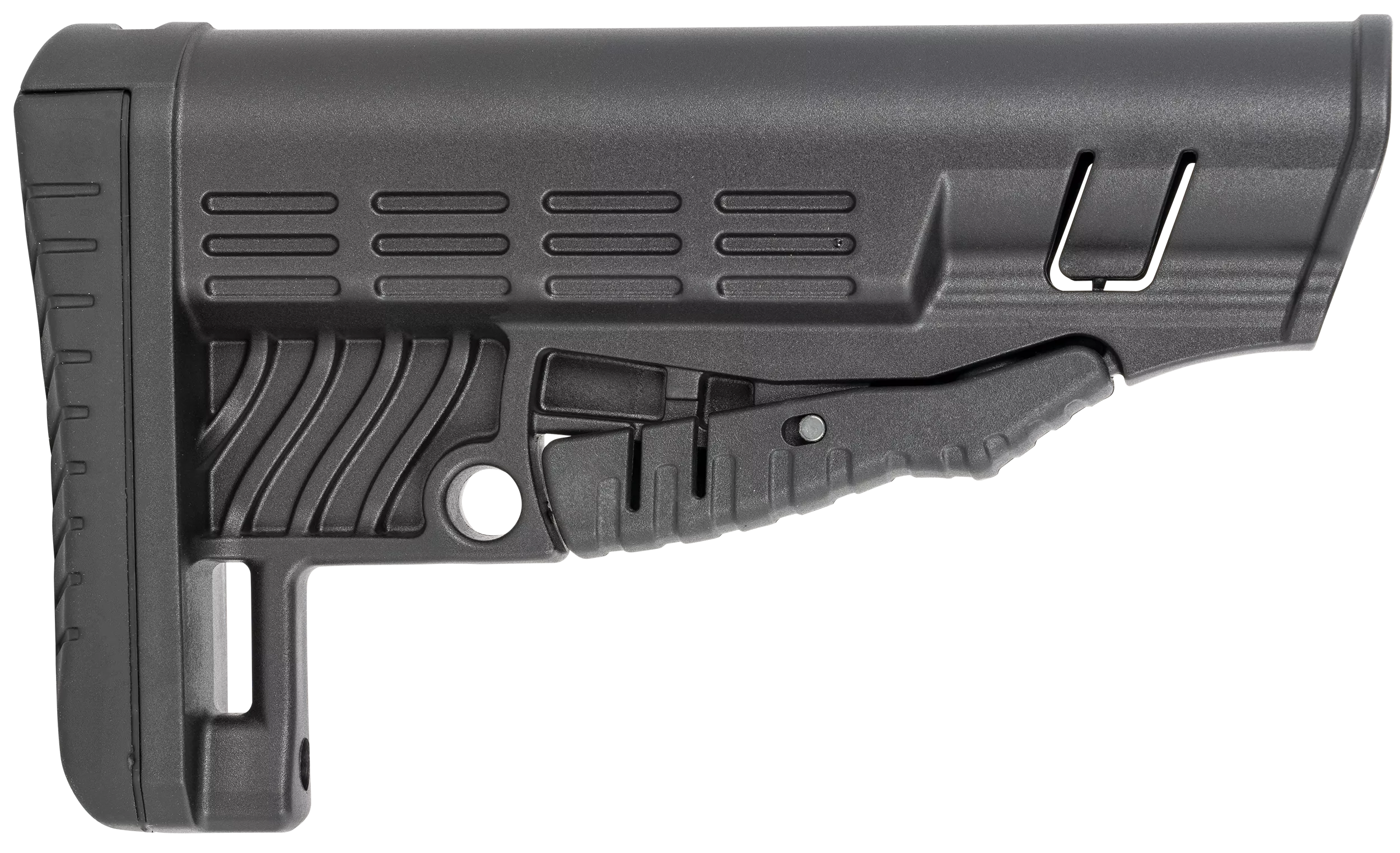 NcStar DLG-086 Classic Commercial Stock Black Polymer Adjustable Stock with Metal QD Bases & Rubber Butt Pad For Commercial Spec Buffer Tubes (Tube Not Included)