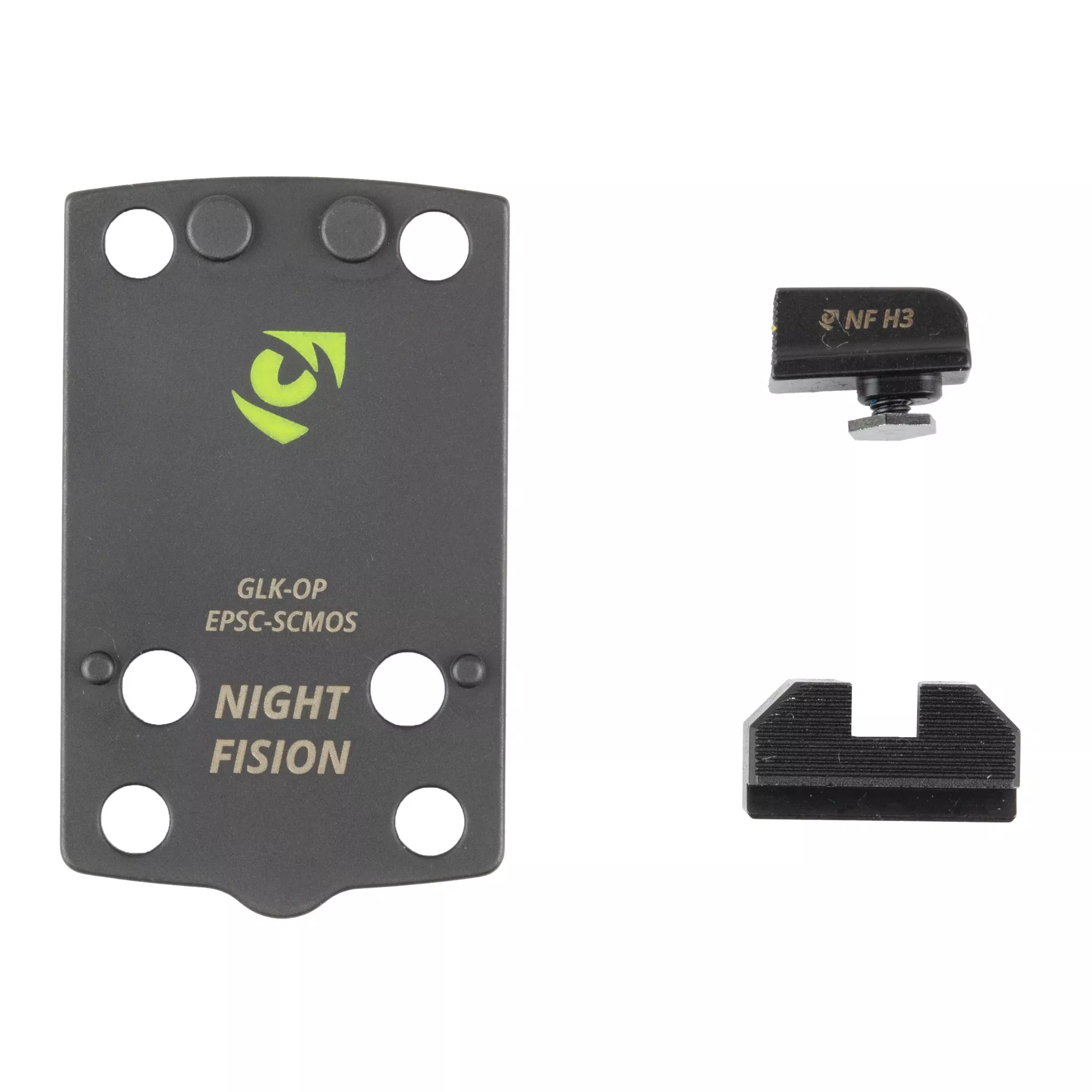 Night Fision Optic Plate + Blacked-Out Sights for Glock 43X/48 MOS (Holosun EPS Carry), GLK-OPBS-EPSC-43X-ZXZX