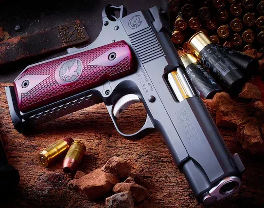 Nighthawk Custom Border Special 45 ACP Pistol 4.25″ Barrel 8+1 Round Black Nitride Slide Cocobolo Grip Black Nitride Frame