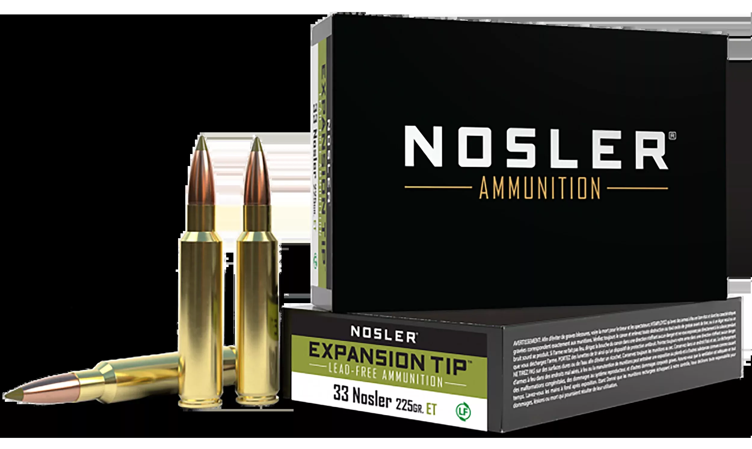 Nosler E-Tip Lead-Free 33 Nosler 225 Grain Polymer Tip Rifle Ammo, 20 Rounds - 40042