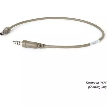 Ops-Core AMP Mono Binaural Headset Cabling - Fischer to U174 Downlead Cable - 21 Inch - Tan 499