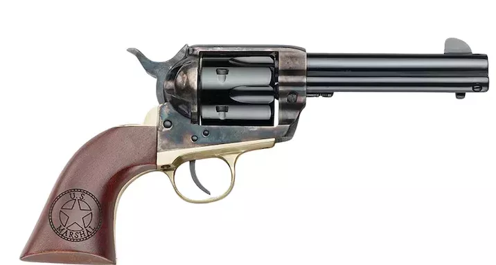 Pietta US Marshal 45 Colt (Long Colt) Revolver 4.75″ Blued Barrel 6 Round Walnut Grip