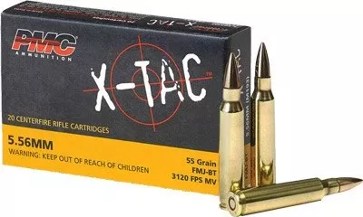 PMC 5.56X X-Tac5.56x45mm NATO 55 gr Full Metal Jacket Boat Tail (FMJBT) 20 Bx/ 50 Cs