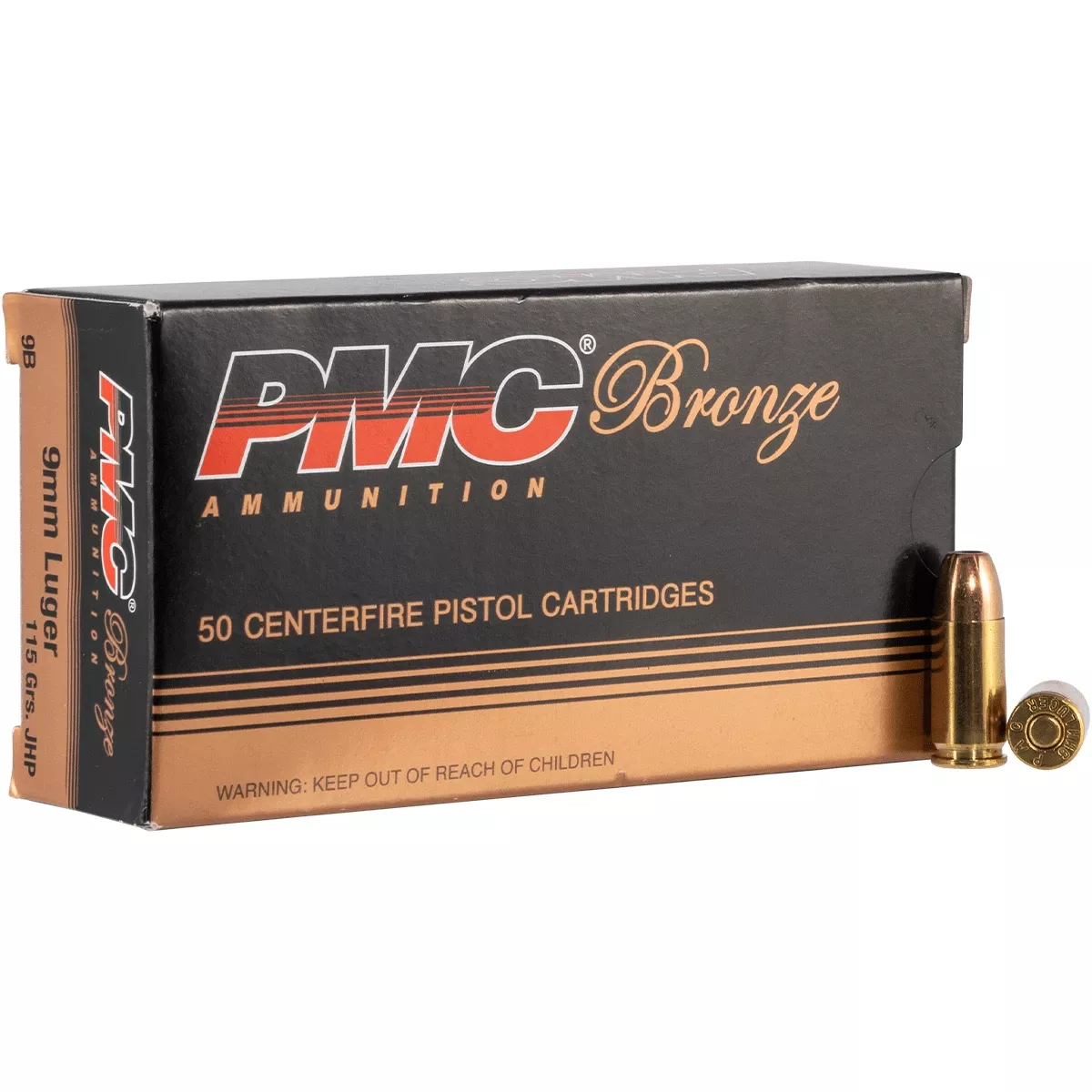 PMC 9B Bronze 9mm Luger 115 gr Jacketed Hollow Point (JHP) 50 Per Box Handgun Ammo