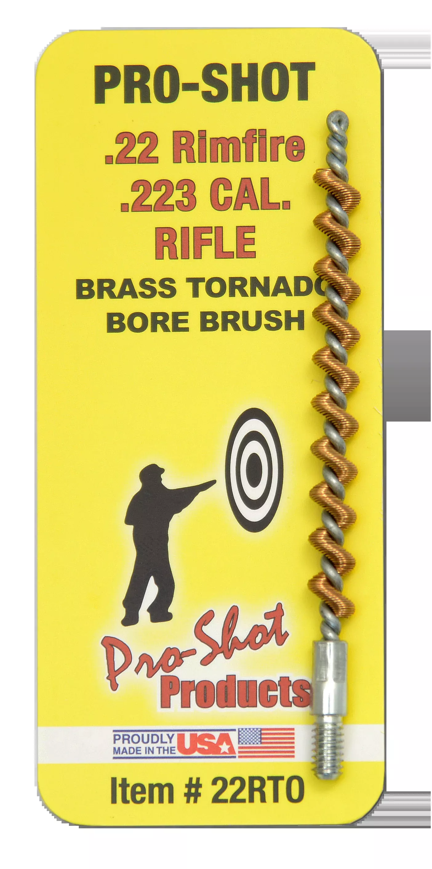 Pro-Shot 22RTO Tornado Bore Brush .22/ .223/ 5.56mm Cal Rifle #8-32 Thread Brass Spiral Wound Loop