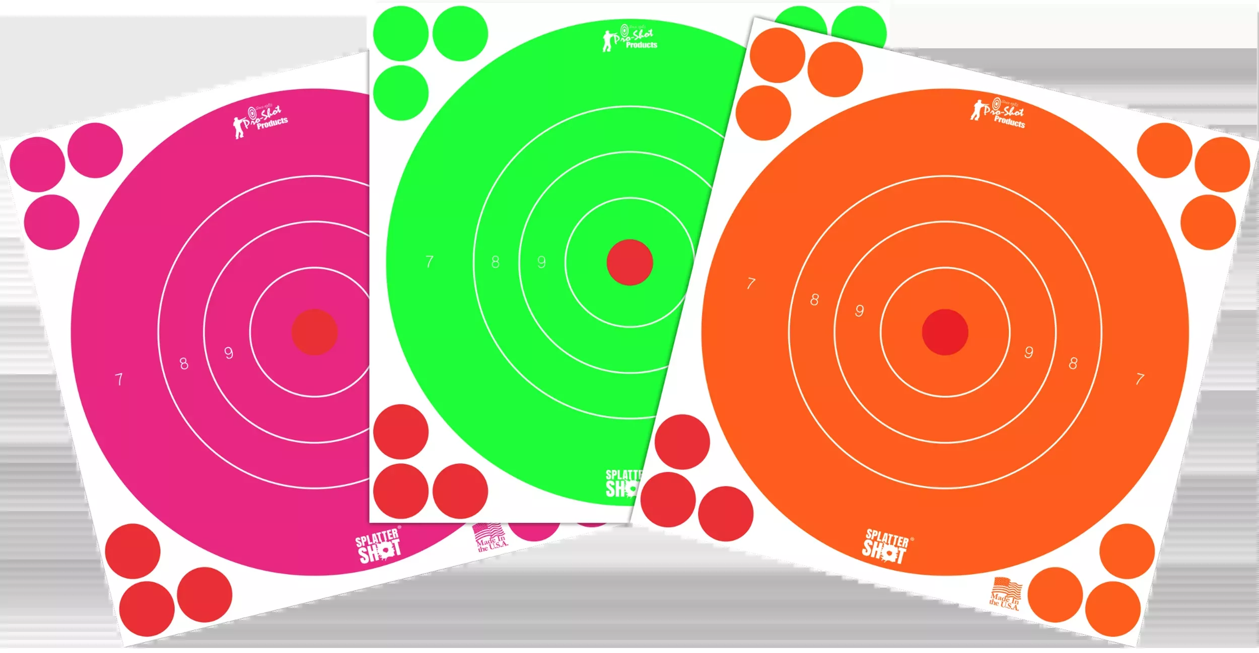 Pro-Shot SplatterShot 8-Inch Bullseye Self-Adhesive Targets, 6-Pack, High-Visibility Combo 8BFL6COMBO