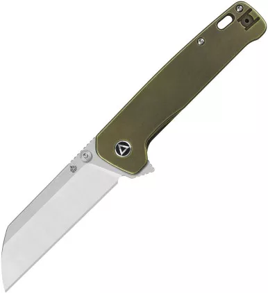 QSP Knives Penguin Plus Frame Lock Flipper Knife - 3.375" CPM-20CV Satin Blade, Bronze Stonewashed Titanium Handles - QS130XL-B2