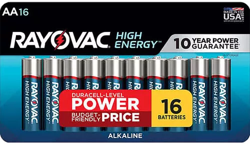 Rayovac 81516LT03 AA HIGH ENERGY Alkaline BatteriesSilver/Blue 1.5 Volts 2,700 mAh (16) Single Pack