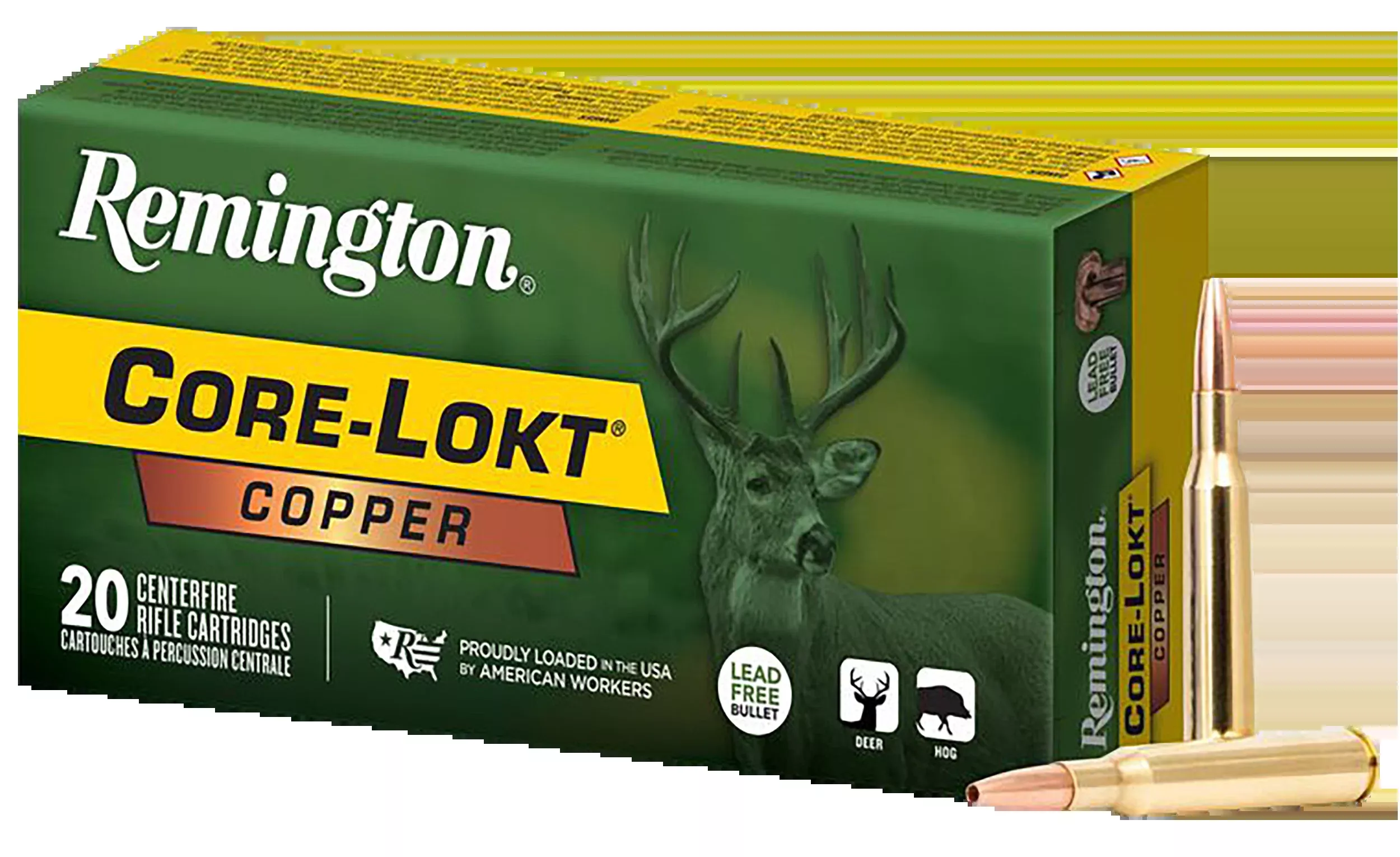 Remington Ammunition Core-Lokt Copper .243 Winchester 85gr Copper Hollow Point Rifle Ammo 20rd R27856